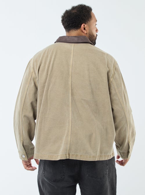 Sovracamicia in twill con colletto a contrasto - Kiabi