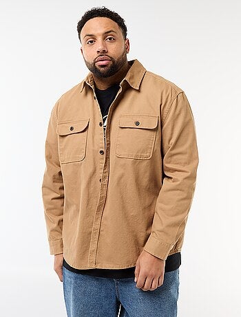 Sovracamicia in twill con tasche sul petto con patta
