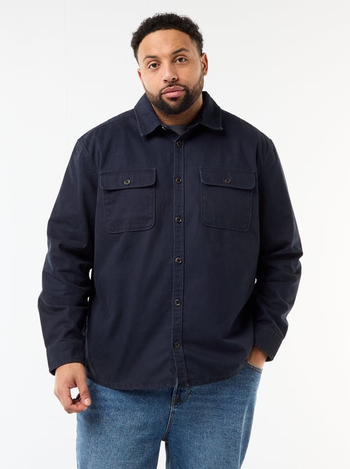 Sovracamicia in twill con tasche sul petto con patta - Kiabi