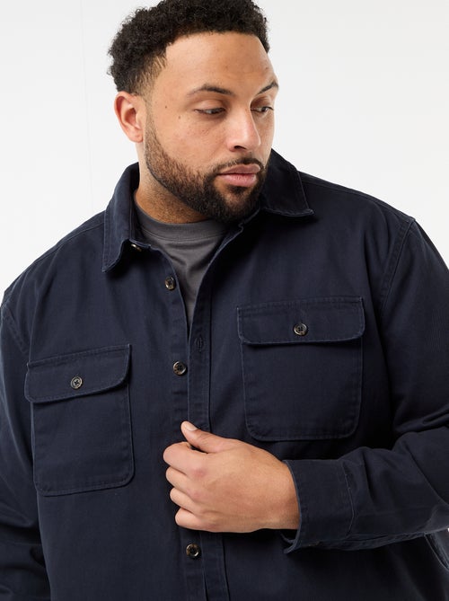 Sovracamicia in twill con tasche sul petto con patta - Kiabi