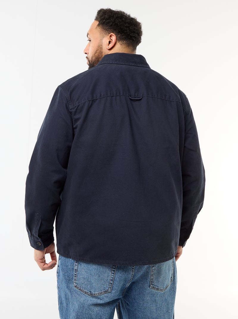 Sovracamicia in twill con tasche sul petto con patta Blu - Kiabi