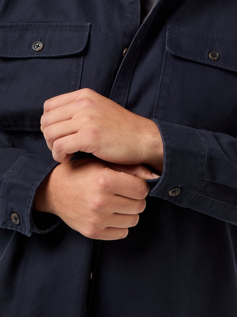 Sovracamicia in twill con tasche sul petto con patta Blu - Kiabi
