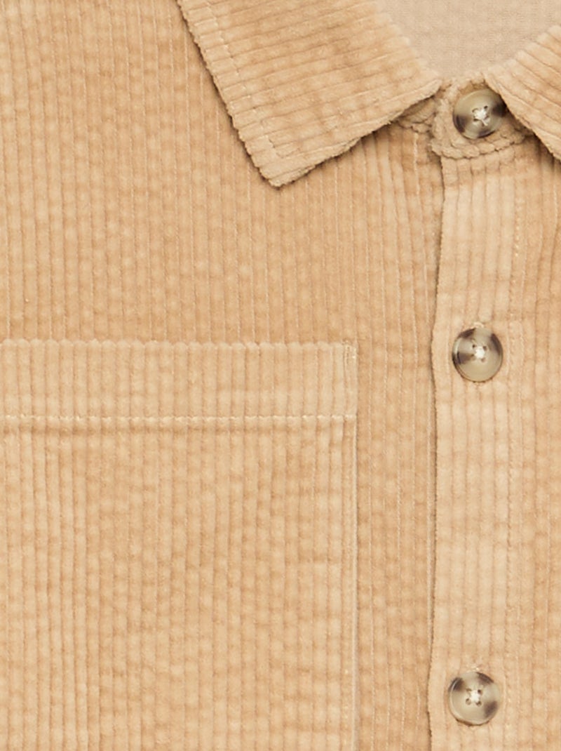 Sovracamicia in velluto a coste Beige - Kiabi