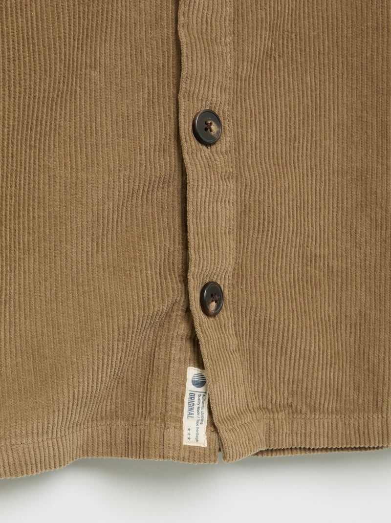 Sovracamicia in velluto a coste Beige - Kiabi
