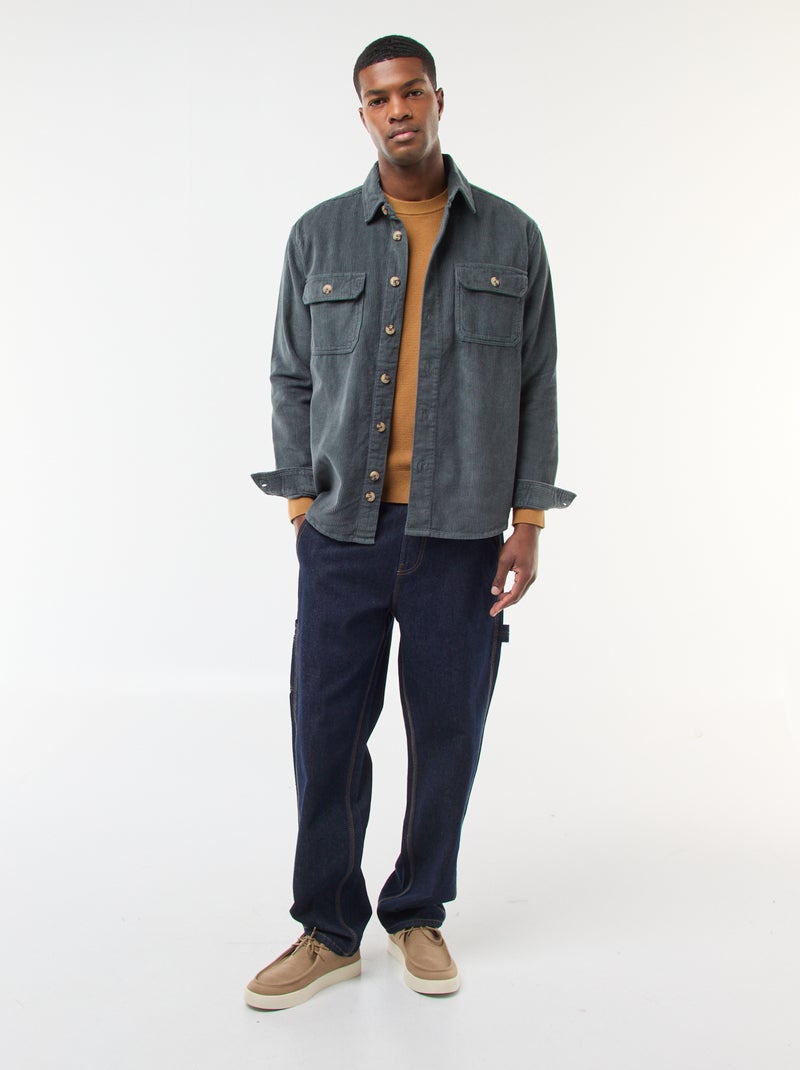 Sovracamicia in velluto di cotone tinta unita Kaki - Kiabi