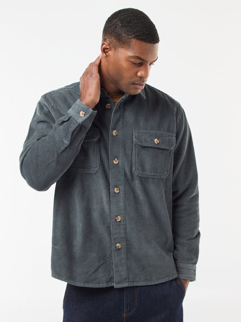 Sovracamicia in velluto di cotone tinta unita Kaki - Kiabi