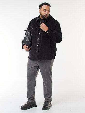 Sovracamicia tinta unita in velluto con tasche applicate