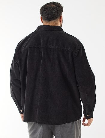 Sovracamicia tinta unita in velluto con tasche applicate