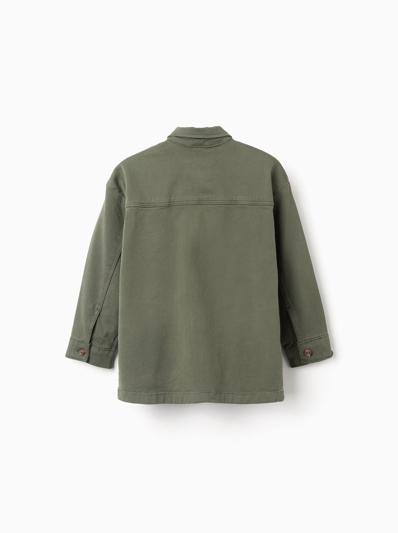 Sovraccamicia in twill con tasche sul davanti Verde scuro - Kiabi