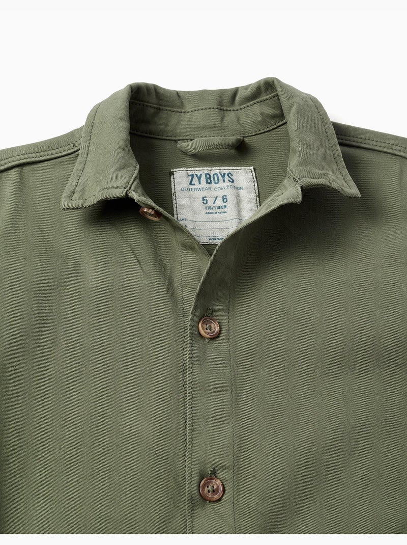 Sovraccamicia in twill con tasche sul davanti Verde scuro - Kiabi