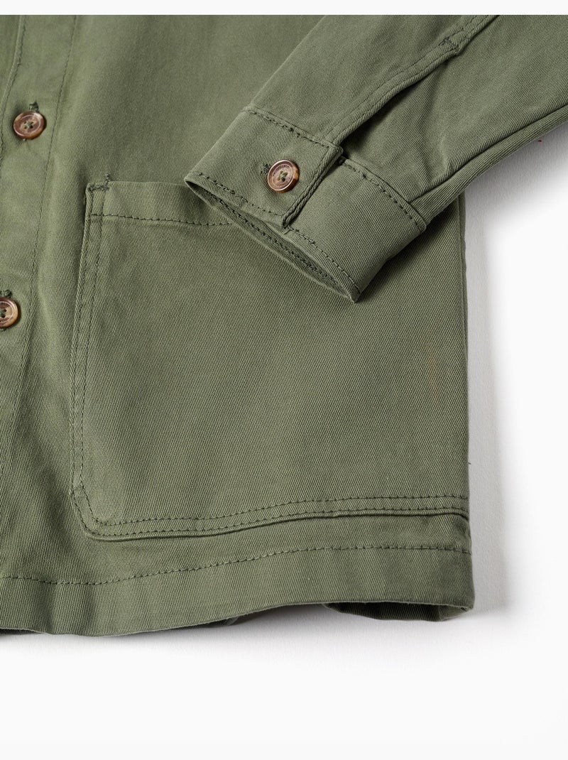 Sovraccamicia in twill con tasche sul davanti Verde scuro - Kiabi
