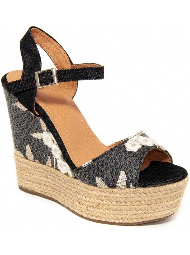 Sparto Wedge Materiale Sintetico Montevita Nero - Kiabi