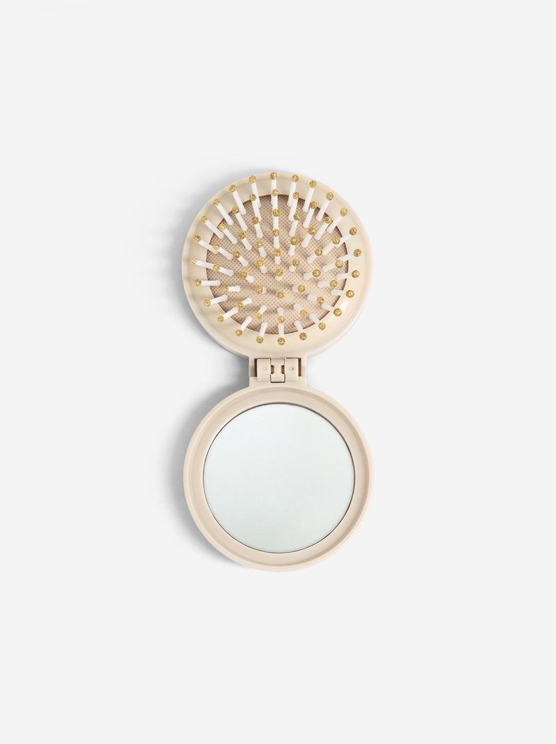 Spazzola per capelli pieghevole con specchio Beige - Kiabi