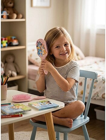 Spazzola rettangolare per capelli bluey – rosa