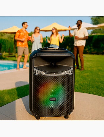 Speaker wireless 220w valigia con karaoke e 2 microfoni 27x25x40 cm bontempi