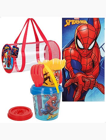 Spider-man set di secchielli da spiaggia con accessori asciugamano e borsa