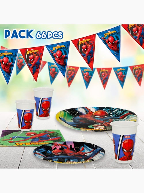 Spider-man set stoviglie per bambini e decorazioni usa e getta 66 pezzi - Kiabi