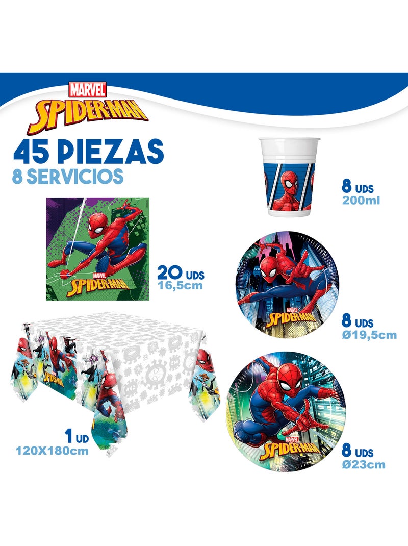 Spider-man set stoviglie per bambini e decorazioni usa e getta 66 pezzi Multicolore - Kiabi