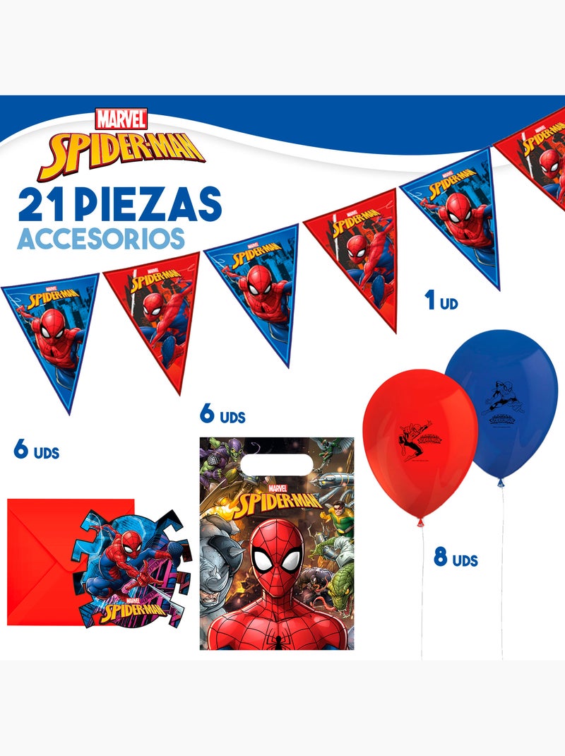 Spider-man set stoviglie per bambini e decorazioni usa e getta 66 pezzi Multicolore - Kiabi