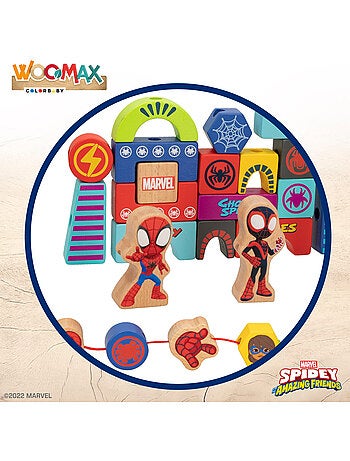 Spidey e la sua super squadra: gioco di blocchi di legno e forme da incastrare woomax
