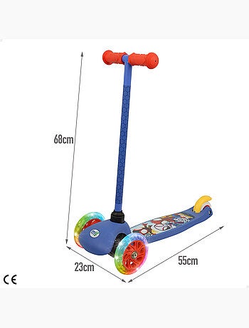 Spidey monopattino a 3 ruote 55x23x68 cm max 20 kg con luci e freni
