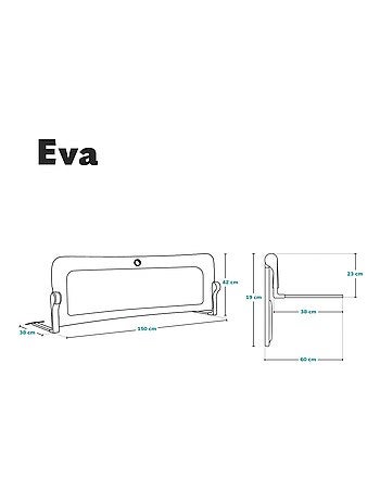 Sponda per letto LIONELO Eva Baby - 150 cm - Protezione anticaduta - Rete traspirante pieghevole
