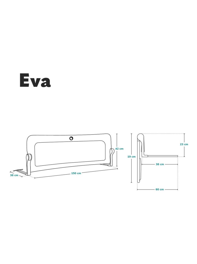 Sponda per letto LIONELO Eva Baby - 150 cm - Protezione anticaduta - Rete traspirante pieghevole Grigio - Kiabi