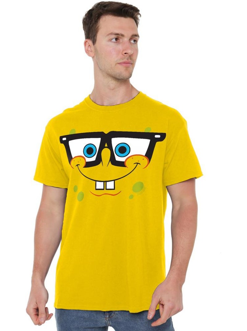 SpongeBob SquarePants Nerd Maglietta Viso Uomo Giallo - Kiabi