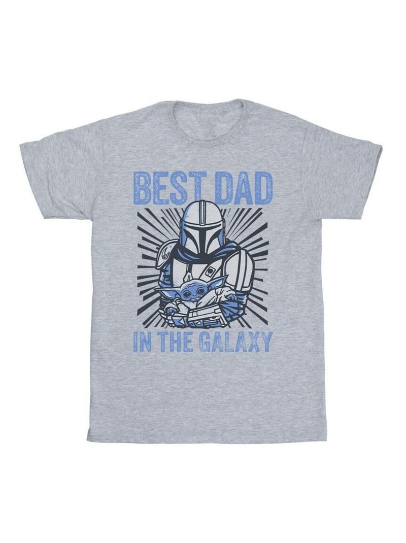 Star Wars Mandalorian Best Dad Galaxy Maglietta Galassia Uomo Grigio melangiato - Kiabi