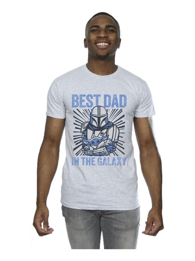 Star Wars Mandalorian Best Dad Galaxy Maglietta Galassia Uomo Grigio melangiato - Kiabi