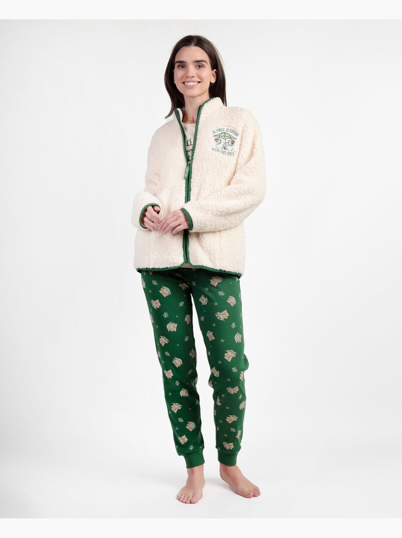 STAR WARS MANDALORIAN Donna Carino Grogu Caldo Vestaglia a Maniche Lunghe Ecru - Kiabi