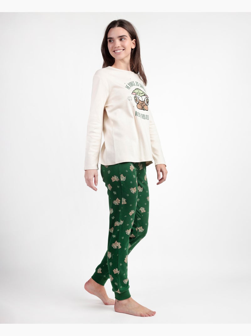 STAR WARS MANDALORIAN Pigiama a maniche lunghe da donna carino Grogu Ecru - Kiabi