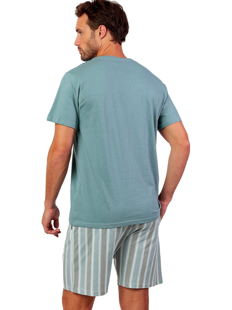 STAY AT HOME Pigiama da uomo Let's Go Travel a maniche corte, verde Verde - Kiabi