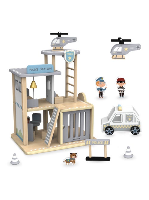 Stazione di polizia legno con auto e elicottero Mamabrum - Kiabi