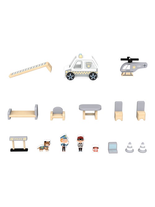 Stazione di polizia legno con auto e elicottero Mamabrum - Kiabi