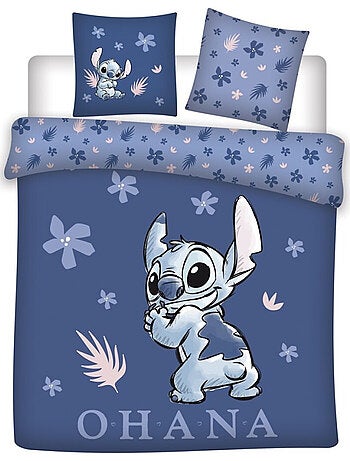 Stitch, Completo Letto Matrimoniale Stampato Reversibile 100% Cotone, OHANA