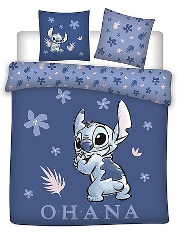 Stitch, Completo Letto Matrimoniale Stampato Reversibile 100% Cotone, OHANA