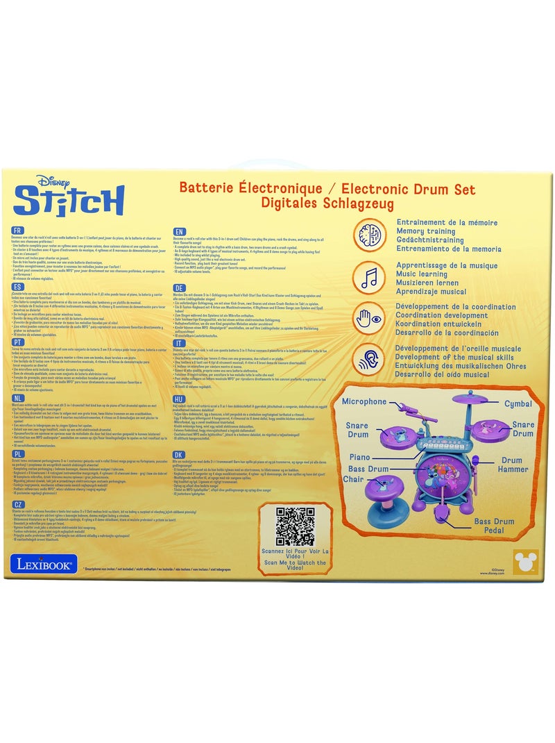 Stitch set completo di batteria elettronica luminosa con sedile Rosa - Kiabi