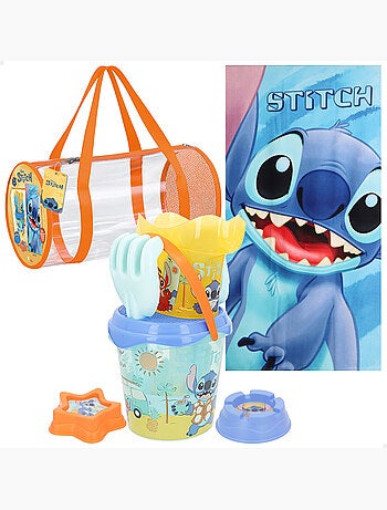 Stitch set secchiello da spiaggia con asciugamano e borsa accessori