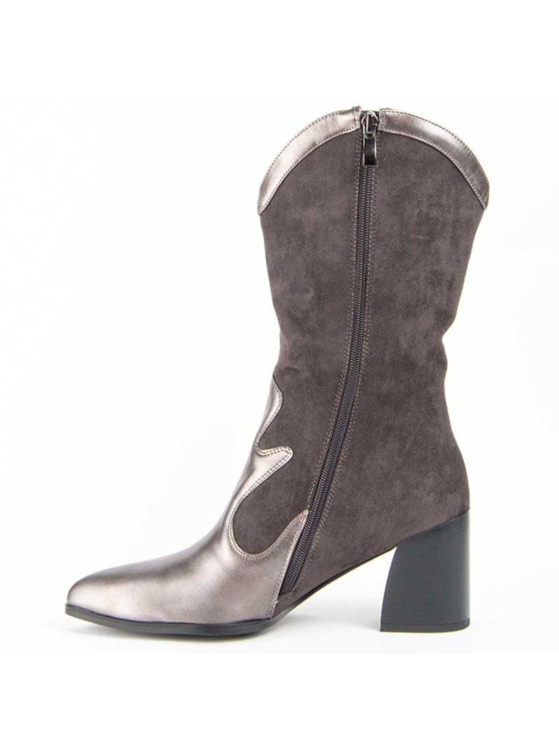 Stivale Con Tacco Materiale Sintetico E Tessile Montevita Grigio - Kiabi