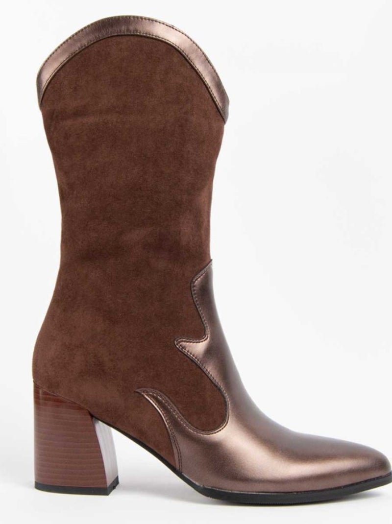 Stivale Con Tacco Materiale Sintetico E Tessile Montevita Marrone - Kiabi