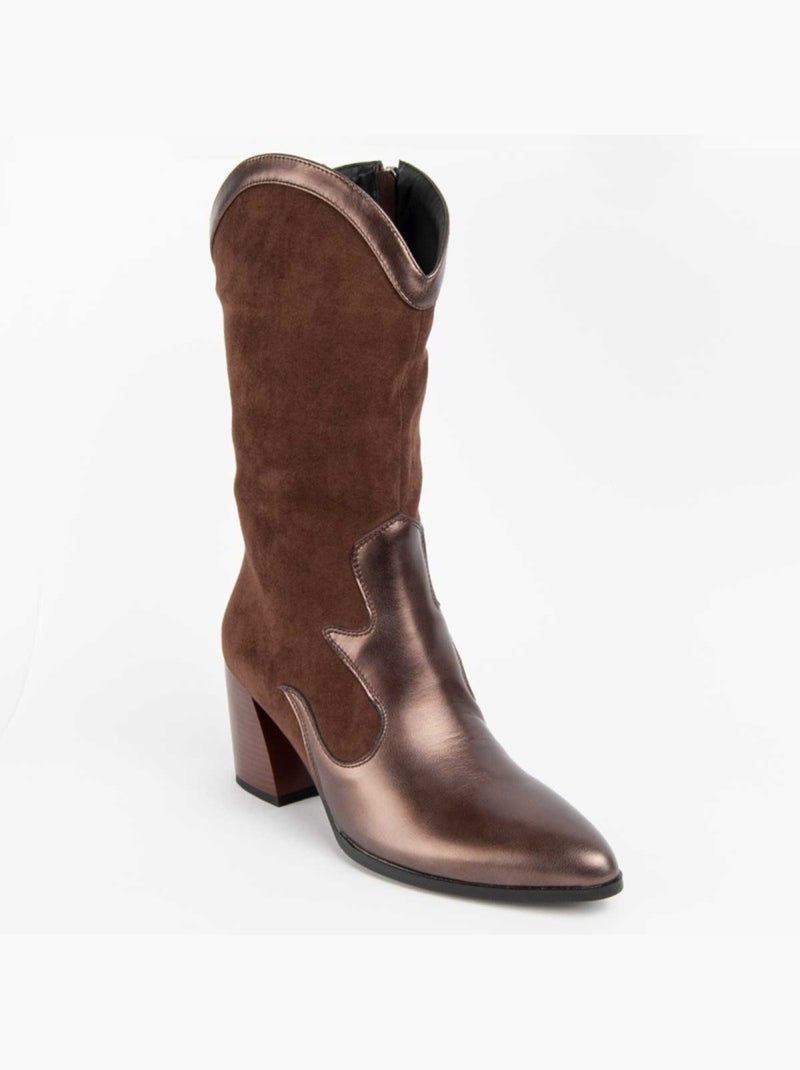 Stivale Con Tacco Materiale Sintetico E Tessile Montevita Marrone - Kiabi