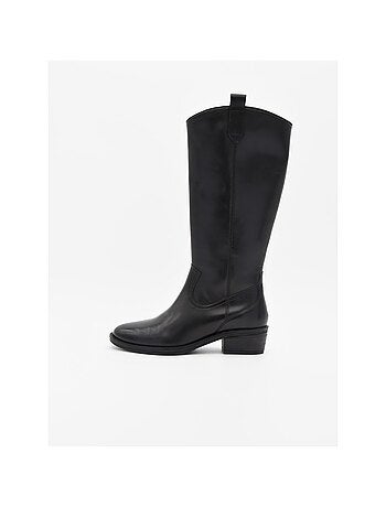 Stivale con tacco pelle naturale purapiel
