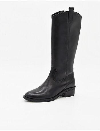 Stivale con tacco pelle naturale purapiel