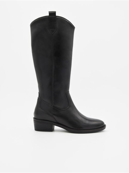 Stivale Con Tacco Pelle Naturale Purapiel - Kiabi