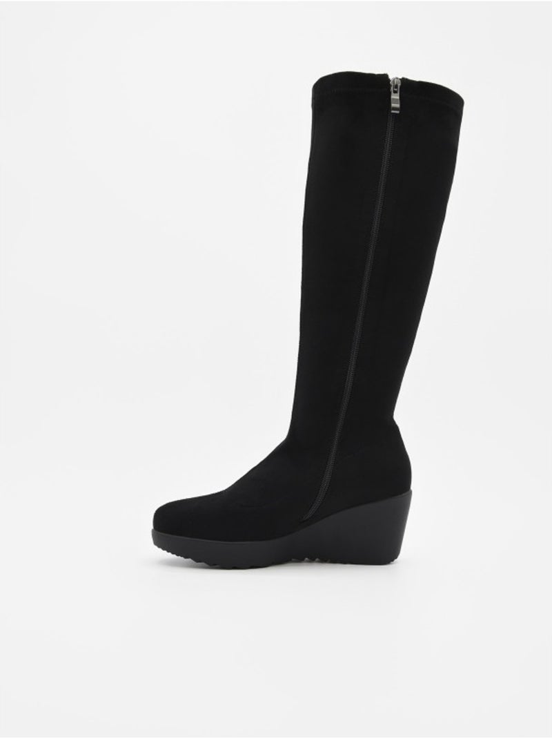 Stivale Zeppa Pelle Naturale Purapiel Nero - Kiabi