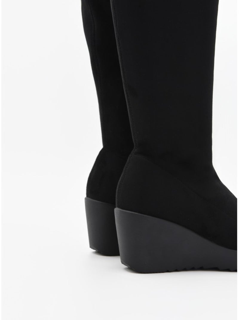 Stivale Zeppa Pelle Naturale Purapiel Nero - Kiabi