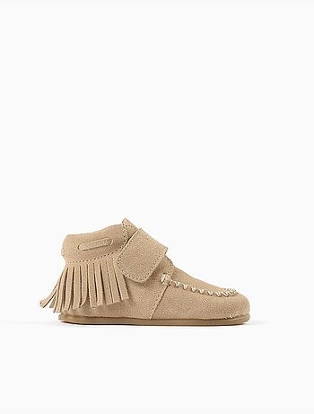 Stivaletti alla caviglia Barefoot in suede con frange e chiusura a strappo