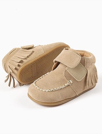 Stivaletti alla caviglia Barefoot in suede con frange e chiusura a strappo