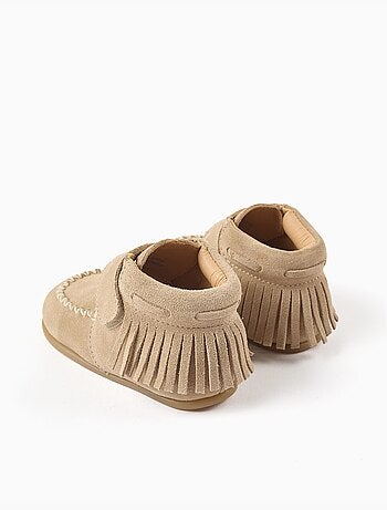 Stivaletti alla caviglia Barefoot in suede con frange e chiusura a strappo